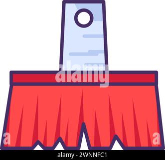 Wide bristle brush for painting surfaces. Professional DIY tools and equipment of highly qualified specialist. Simple colored stroked vector icon isol Stock Vector