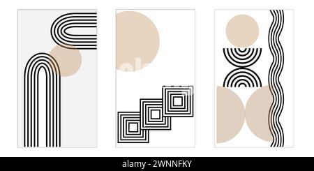 Set of posters with zen arch Stock Vector