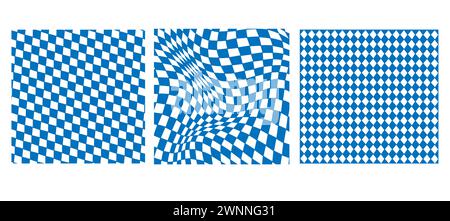 Set of bavarien patterns, psychedelic checkerboard Stock Vector