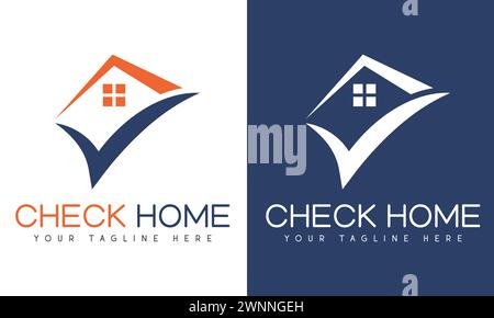 Check Home Logo Design Real Estate Logotype Stock Vector