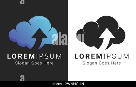 Cloud Tech Logo Design Cloud Computing Logotype Stock Vector