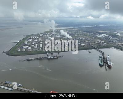 Dow Chemical Terneuzen is a very large complex of chemical factories located west of Terneuzen in the Nieuw-Neuzenpolder. Production of mainly Stock Photo