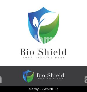 Bio Shield Logo Design Shield with Leaf Logotype Stock Vector