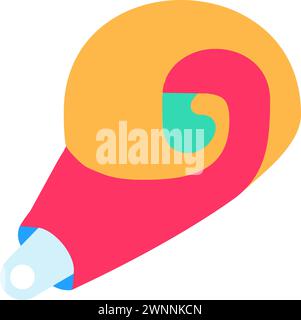 Flute Party toy noisemaker unfolding into spiral, birthday symbol. Simple style festive flute toy noisemaker for design of children entertainment cent Stock Vector