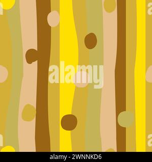 Wallpaper in gold tones with vertical stripes and circles Stock Vector