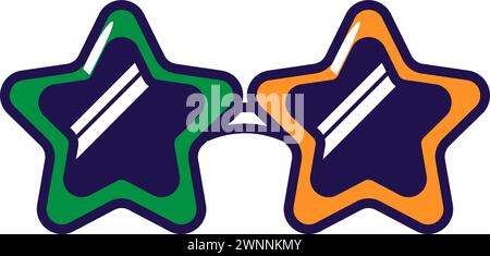 Festive carnival glasses with star shaped frame in colors of national flag of Ireland. Traditional festive element, attributes of St. Patrick Day. Car Stock Vector