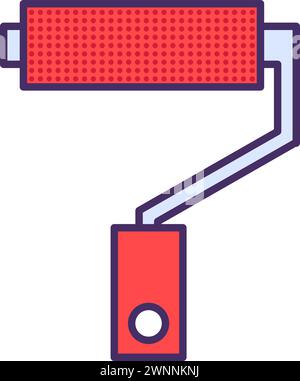 Paint roller for painting walls. Professional DIY tools and equipment of highly qualified specialist. Simple colored stroked vector icon isolated on w Stock Vector
