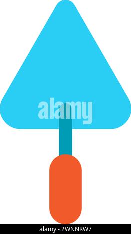 Triangular trowel shovel for working with construction mixtures. Construction professional tools and equipment of highly qualified specialist. Simple Stock Vector