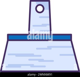 Repair construction spatula with wide metal blade. Professional DIY tools and equipment of highly qualified specialist. Simple colored stroked vector Stock Vector
