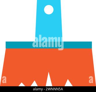 Wide bristle brush for painting surfaces. Construction professional tools and equipment of highly qualified specialist. Simple flat vector isolated on Stock Vector