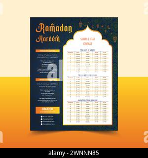 Ramadan calendar Iftar schedule template Stock Vector