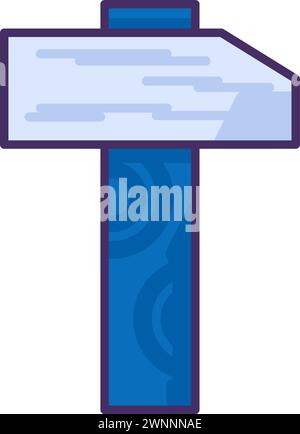 Heavy blacksmith hammer with wooden handle. Professional DIY tools and equipment of highly qualified specialist. Simple colored stroked vector icon is Stock Vector