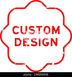 Grunge red custom design word rubber seal stamp on white background ...