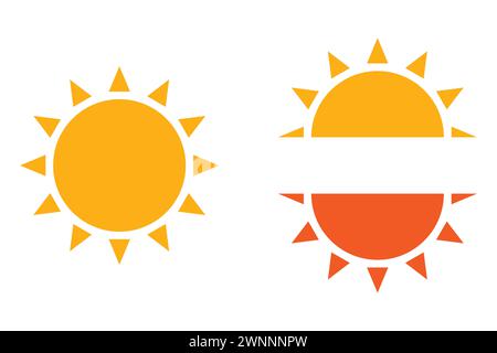 Half sun icon flat style sunset summer heat icon vector. Stock Vector