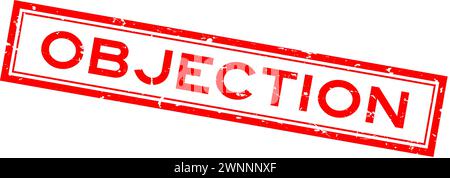 Grunge red objection word square rubber seal stamp on white background Stock Vector