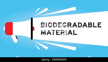 Color megaphone icon with word biodegradable material in white banner on blue background Stock Vector