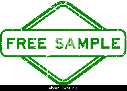 Grunge green free sample word rubber seal stamp on white background Stock Vector