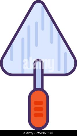 Spatula trowel for applying plaster to surface. Professional DIY tools and equipment of highly qualified specialist. Simple colored stroked vector ico Stock Vector