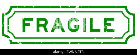 Grunge green fragile word rubber seal stamp on white background Stock Vector