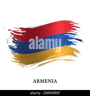 Grunge flag of Armenia, brush stroke vector background Stock Vector