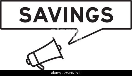 Megaphone icon with speech bubble in word savings on white background Stock Vector