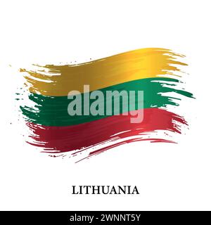 Grunge flag of Lithuania, brush stroke vector background Stock Vector