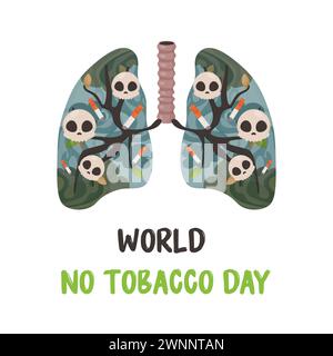 World tobacco free day, smoker's lungs, postcard, poster. Vector illustration Stock Vector