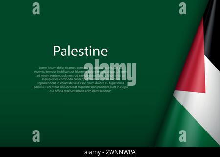 Palestine national flag isolated on dark background with copyspace Stock Vector