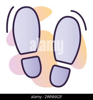 Human footsteps, man boot footprint, dark blue contour vector icon with gradient background Stock Vector