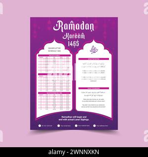 Ramadan calendar Iftar schedule template Stock Vector
