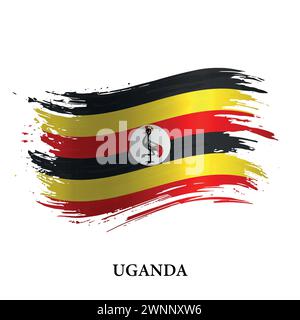 Artistic grunge brush flag of Uganda isolated on white background ...