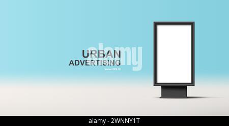 Light box 3d realistic mockup, street OOH advertising, blank template for promo, render Stock Vector