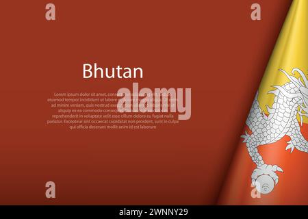 Bhutan national flag isolated on dark background with copyspace Stock Vector