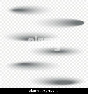 Set of varied transparent shadow overlays on a checkered backdrop Stock Vector