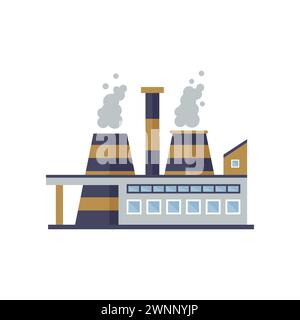 Industrial factory, manufacturing buildings and cooling towers vector illustration Stock Vector