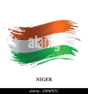 Grunge flag of Niger, brush stroke vector background Stock Vector