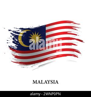 Grunge flag of Malaysia, brush stroke vector background Stock Vector