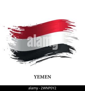 Artistic grunge brush flag of Yemen isolated on white background ...