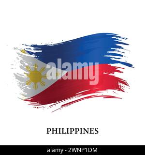 Grunge flag of Philippines, brush stroke vector background Stock Vector