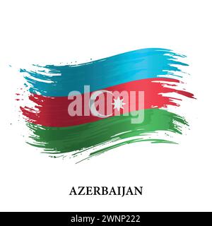 Grunge flag of Azerbaijan, brush stroke vector background Stock Vector