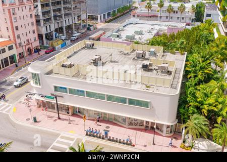 Miami Beach, FL, USA - March 1, 2024: Aerial photo Walgreens Miami Beach Collins Avenue 23rd Street Stock Photo