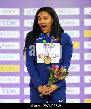 USA's Tara Davis during the Women's Long Jump Final at the Olympic