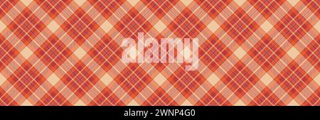 60s plaid pattern background, mockup seamless check tartan. Proud vector texture fabric textile in orange and red color. Stock Vector