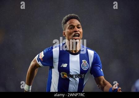 3rd March 2024: Porto, Portugal: Wendell Of Porto, celebrates the goal; FC Porto versus Benfica; Campeonato Portugu&#xea;s at Estádio do Drag&#xe3;o Stock Photo