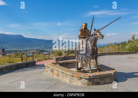 Metal Sculpture Of A Blackfeet Indian On A Horse At The Blackfeet ...