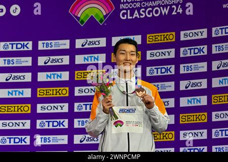 Glasgow, Scotland, UK. 03rd Mar, 2024. Medel Ceremony - Mens High Jump - (PIC) during the World Indoor Athletics Championships at the Emirates Arena, Glasgow, Scotland, UK. Credit: LFP/Alamy Live News Stock Photo