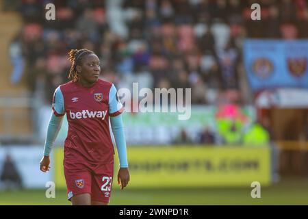 London, England. 3 March, 2024.  Hawa Cissoko of West Ham United during the Women's Super League match between West Ham United and Manchester United at the Chigwell Construction Stadium Credit: Alexander Canillas/Alamy Live News Stock Photo