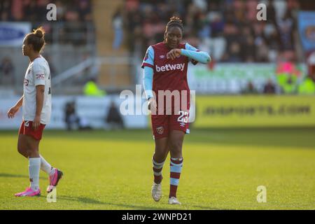 London, England. 3 March, 2024.  Hawa Cissoko of West Ham United in action during the Women's Super League match between West Ham United and Manchester United at the Chigwell Construction Stadium Credit: Alexander Canillas/Alamy Live News Stock Photo