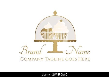 Bakery Logo with Gold Cupcake Holder Stock Vector