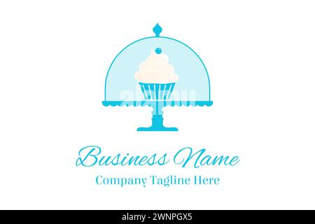 Bakery Logo with Blue Cupcake Holder Stock Vector